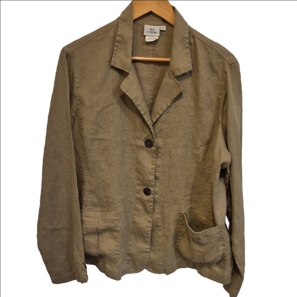 Hot Cotton Khaki Linen Women's Blazer With 2 Buttons - Picture 1 of 7